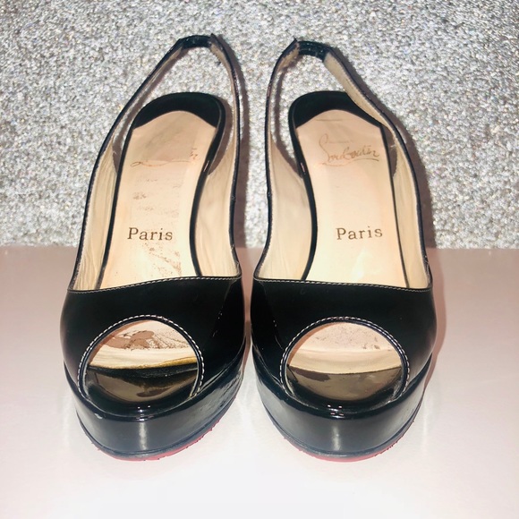 🔴sold🔴Christian Loubount black Patent peep toe - Picture 3 of 8